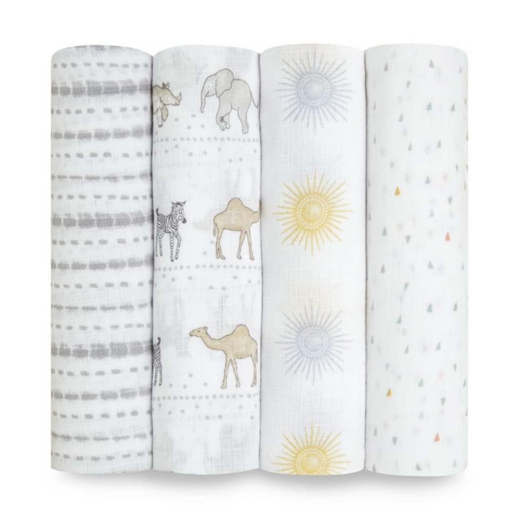 New! Aden + Anais Essentials, Cotton Muslin Swaddle Blanket, Sunshine, Unisex
